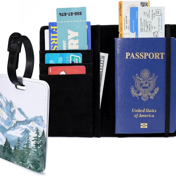 Passport Holder Set,Passport Holder and Luggage Tag,Cover for Men and Women,Wall - Picture 4 of 8